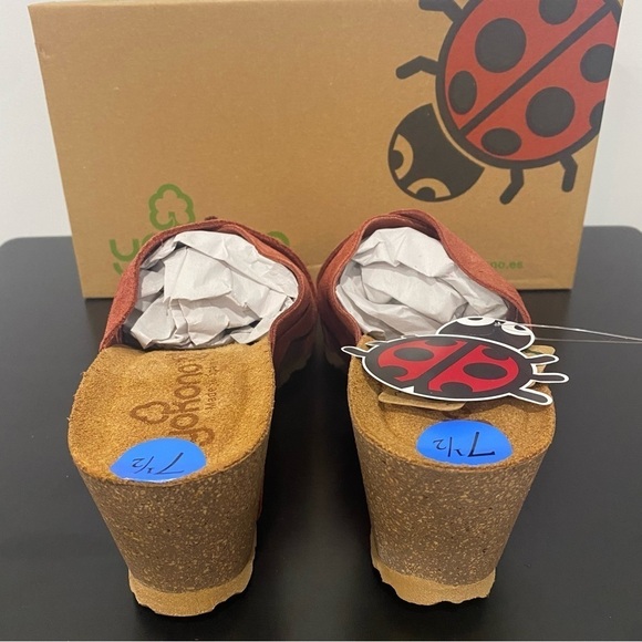 YOKONO Women’s Canela Suede Cross Band Padded Wedge Sandals Brick Size 7.5 - Picture 3 of 6